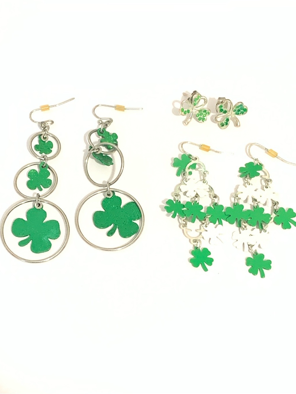 3 Piece Clover Earrings Bundle